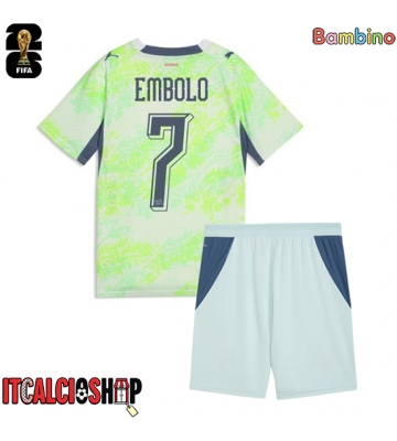 Svizzera Breel Embolo #7 Seconda Maglia Bambino Mondiali 2026 Manica Corta (+ Pantaloni corti)